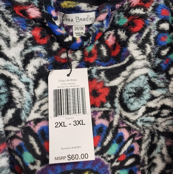 Vera Bradley 2X 3X 18 20 22 Medallion Plush Robe * MISSING SASH - Picture 5 of 11